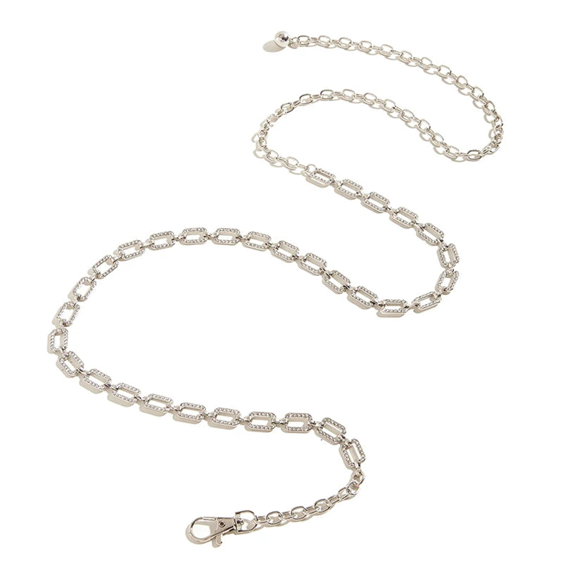 Women’s Rhinestone Waist Belt – Slim Metal Bling Chain