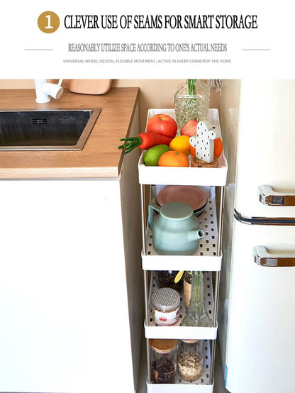 Movable slim storage rack for versatile home organization