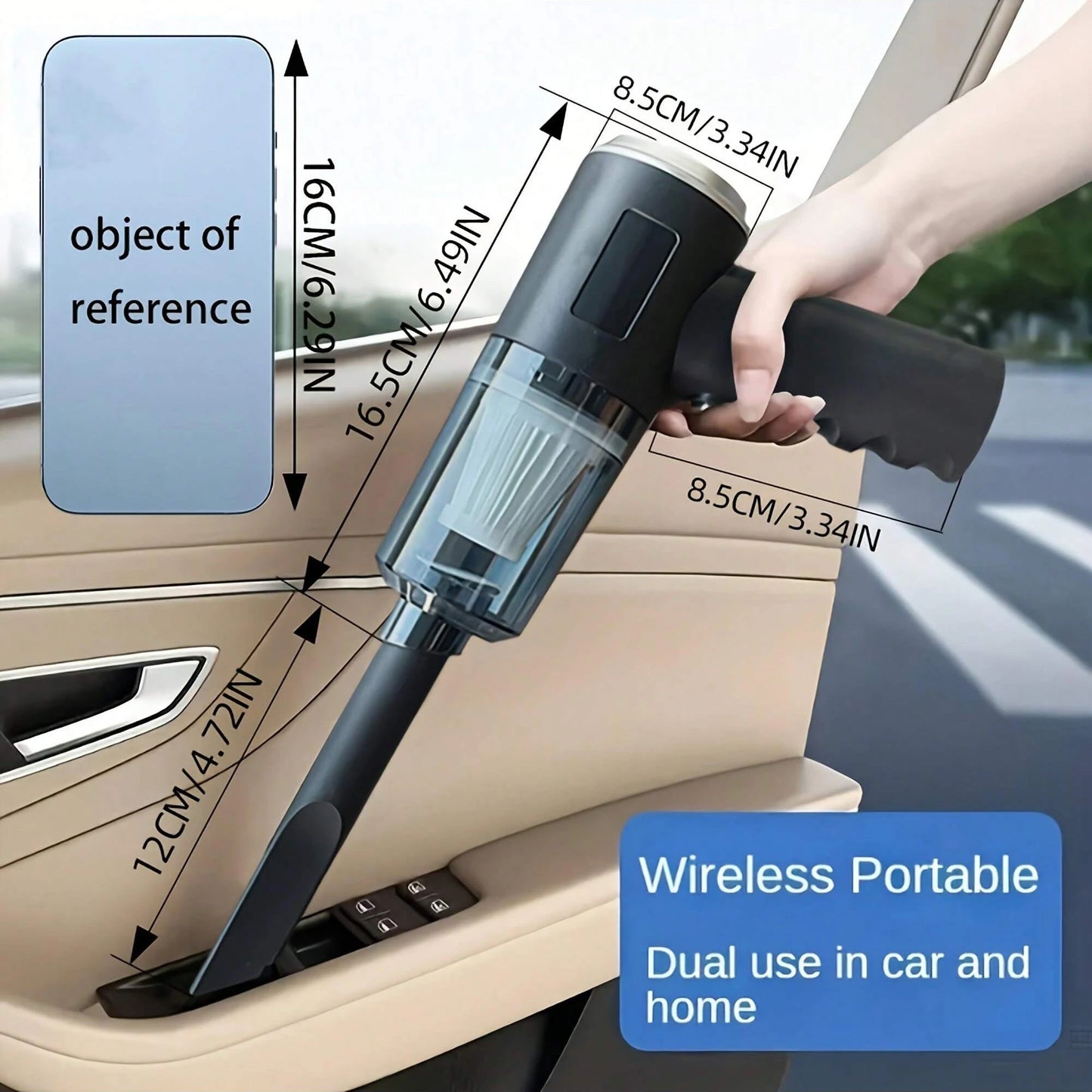Compact handheld vacuum with suction, blow, and brush functions