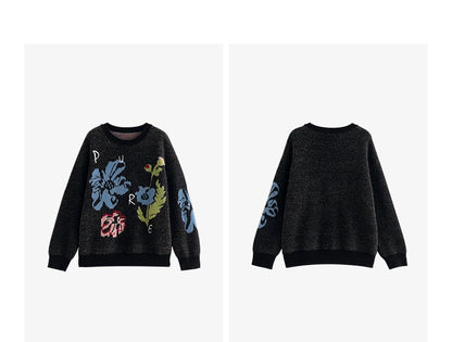 Women’s velvet floral jacquard sweater