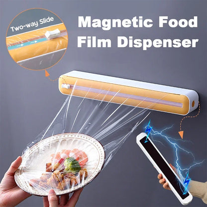 Foil and film storage box with built-in blade