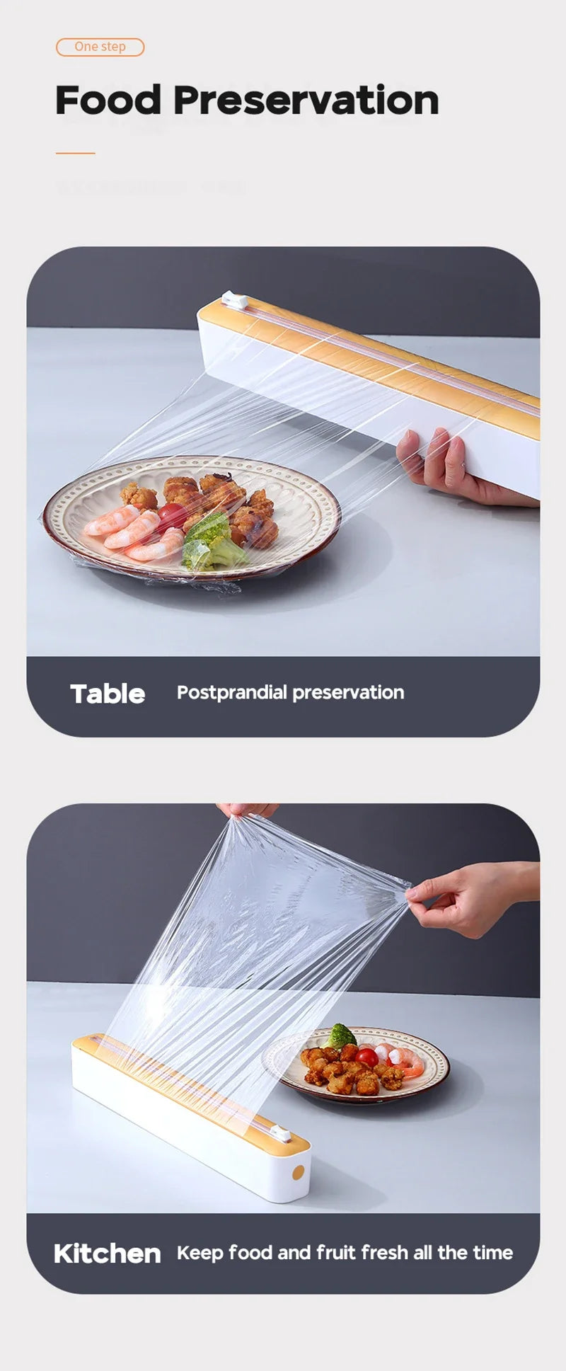 Foil and film storage box with built-in blade