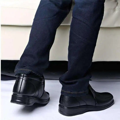 Men’s Waterproof Leather Shoes – High Top, Warm Winter Slip-On