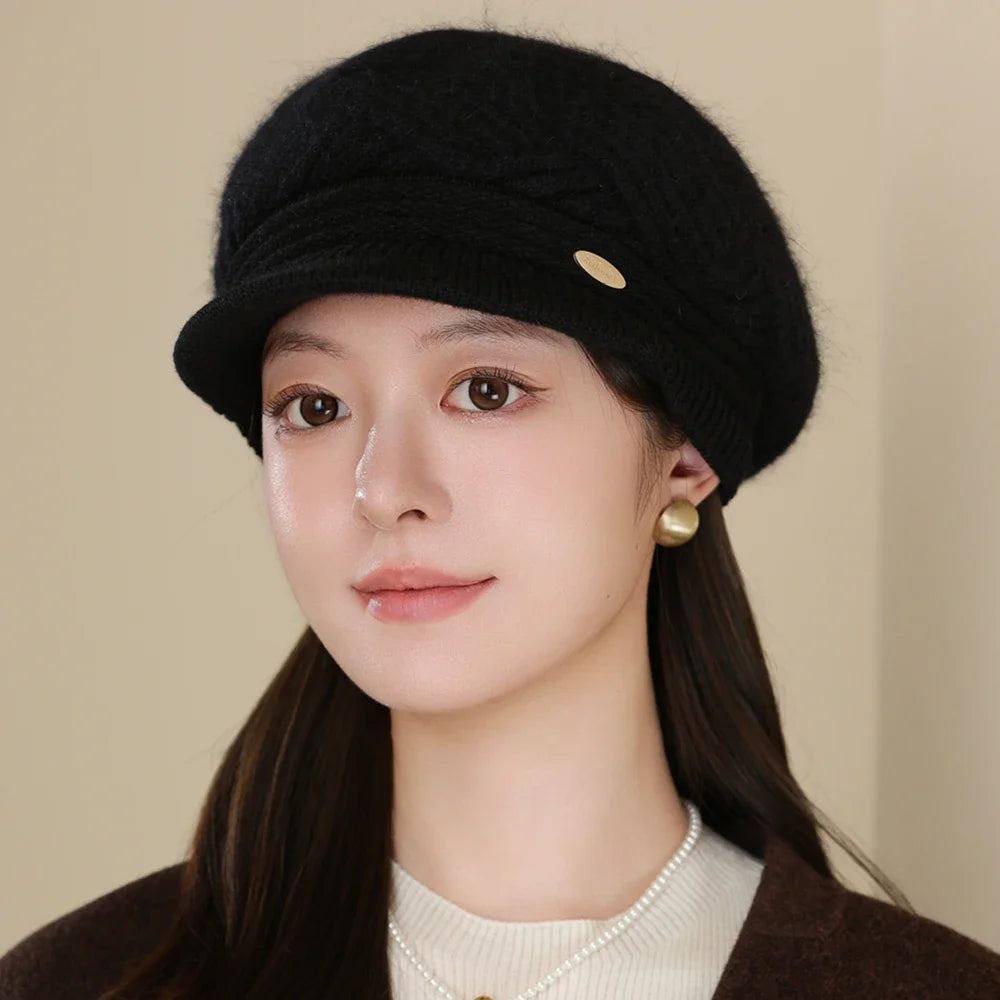 Rabbit Fur Blend Beanie – Casual Streetwear Winter Cap