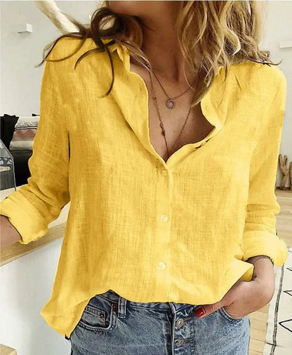 Women’s vintage cotton linen long-sleeve blouse