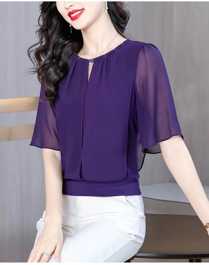 Women’s summer half-sleeve chiffon blouse
