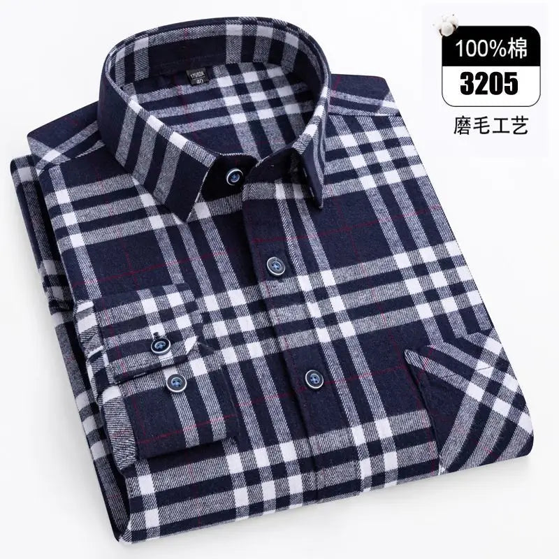 Ultra-soft 100% cotton flannel shirt, up to 11XL, cozy and stylish