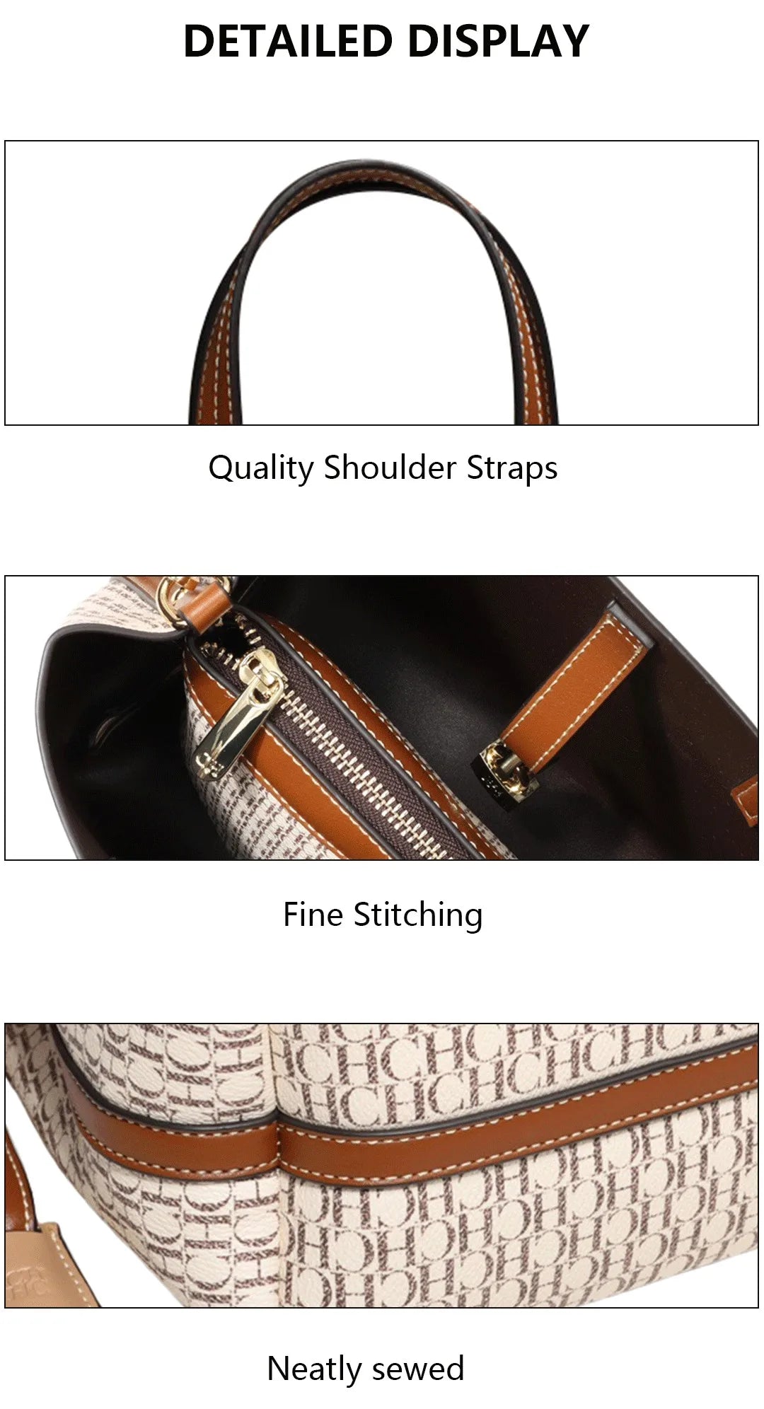 CH Leather Crossbody Bag – Large Capacity Daily Tote
