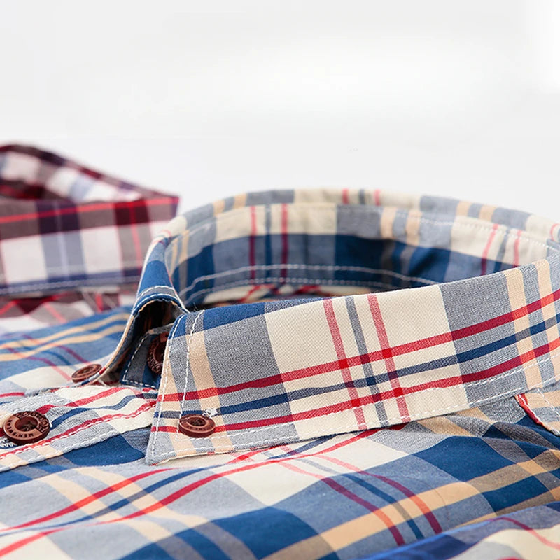 Premium cotton plaid shirt for men—clean, trendy, and comfortable