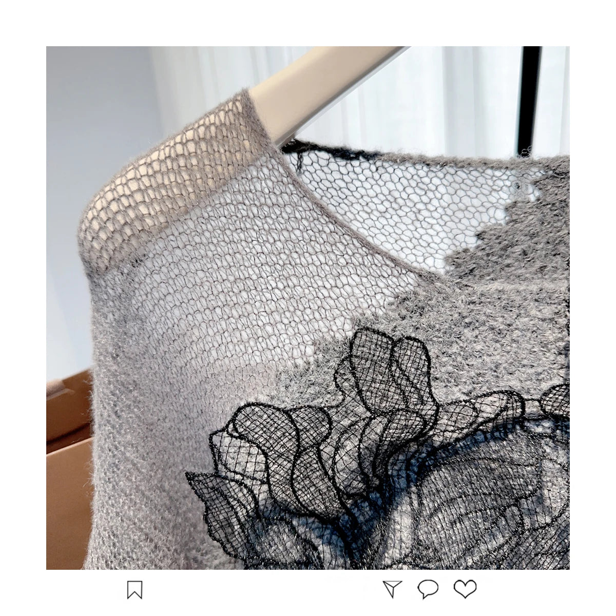 Women’s Korean lazy lace splicing sweater