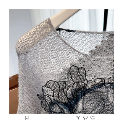Women’s Korean lazy lace splicing sweater