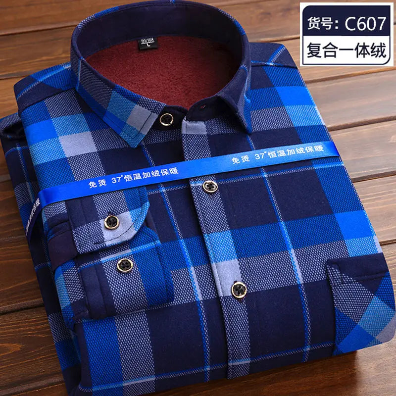 Men’s winter plaid shirt—soft, thick, and ideal for cold weather