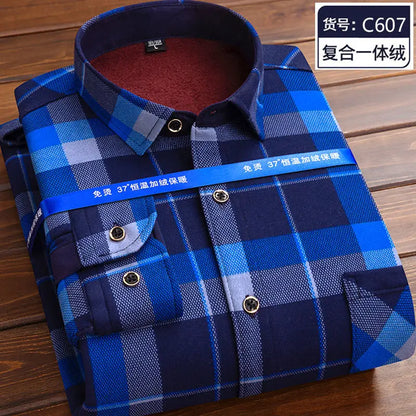 Men’s winter plaid shirt—soft, thick, and ideal for cold weather