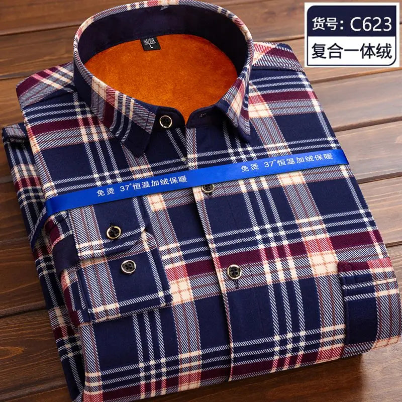 Men’s winter plaid shirt—soft, thick, and ideal for cold weather