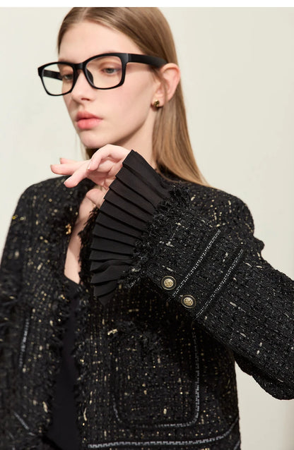 Women’s AMII minimalism chambray tweed short jacket