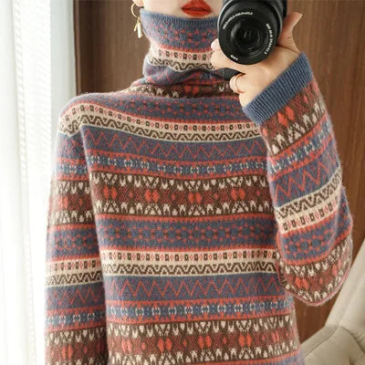 Women’s 100% wool cashmere high-neck sweater