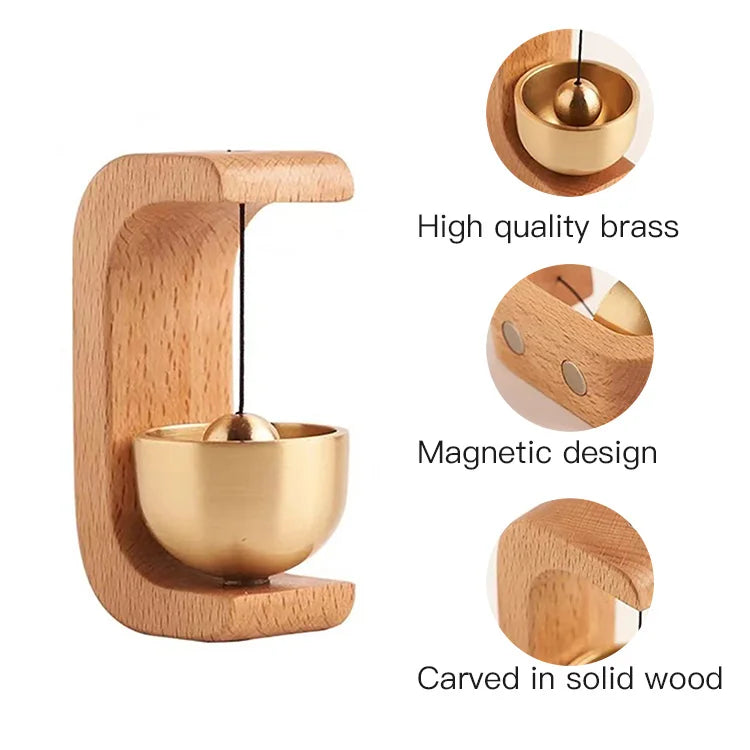 Magnetic wood wind-bell with copper chime
