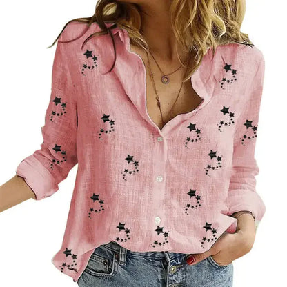 Women’s vintage cotton linen long-sleeve blouse