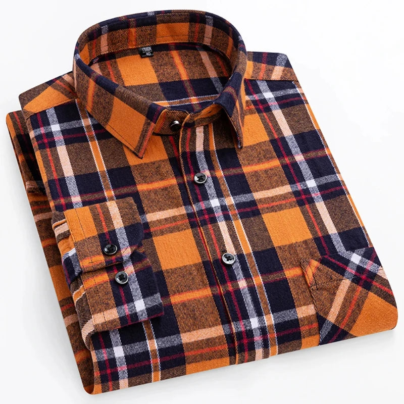 Ultra-soft 100% cotton flannel shirt, up to 11XL, cozy and stylish