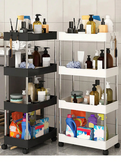 Movable slim storage rack for versatile home organization