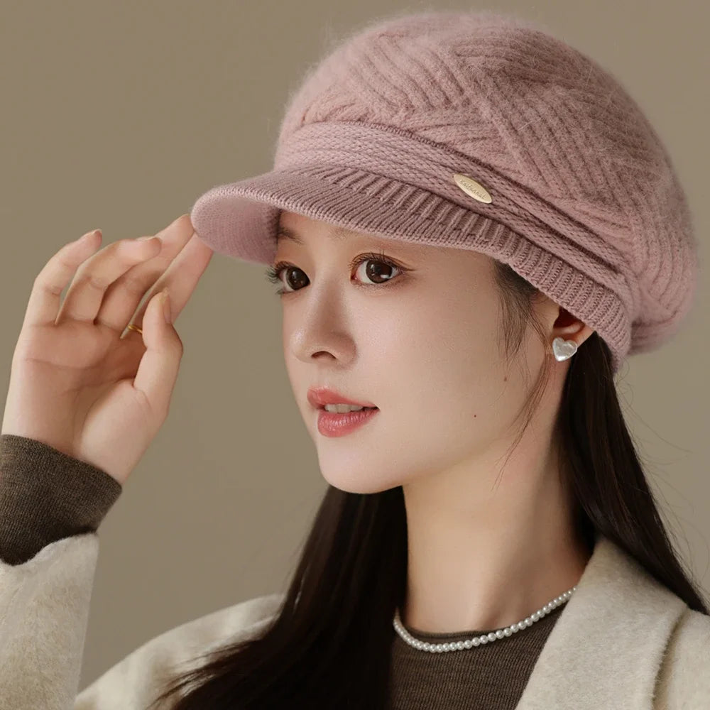 Rabbit Fur Blend Beanie – Casual Streetwear Winter Cap