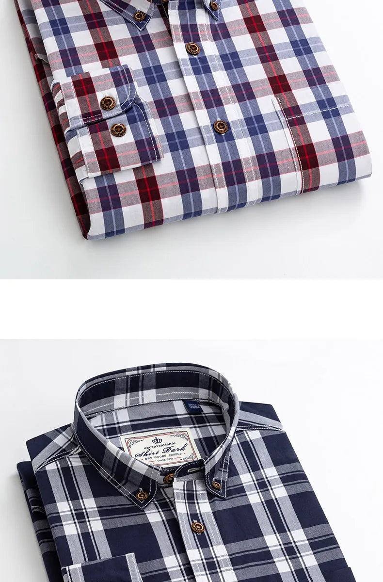 Premium cotton plaid shirt for men—clean, trendy, and comfortable