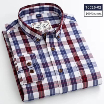 Premium cotton plaid shirt for men—clean, trendy, and comfortable