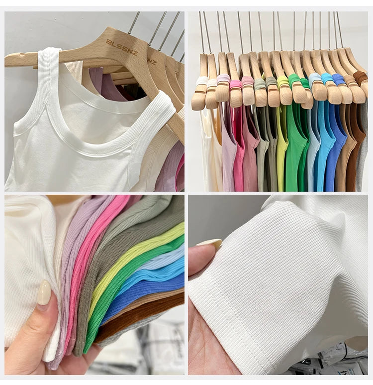 Women’s solid round-neck ribbed tank top