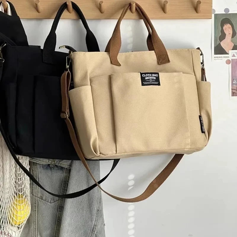 Urban Canvas Tote – Large Capacity Shoulder Bag for Students
