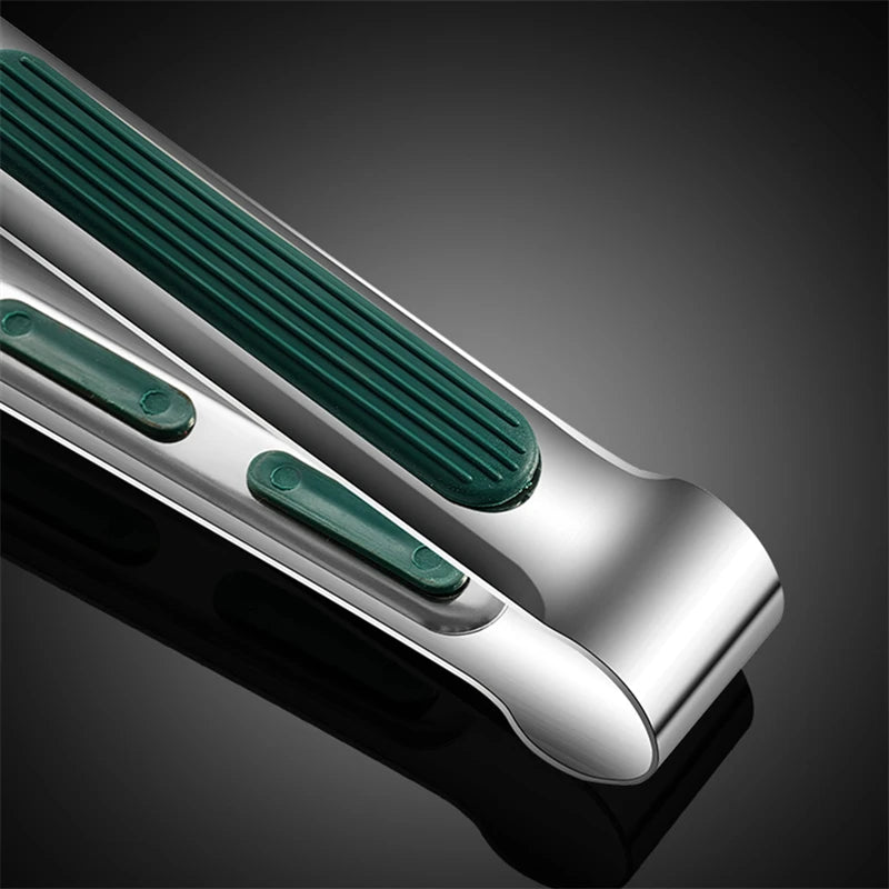 Non-slip stainless steel food tongs for cooking