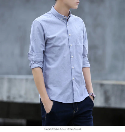 Men’s 100% cotton plaid shirt, stylish slim design for office or casual
