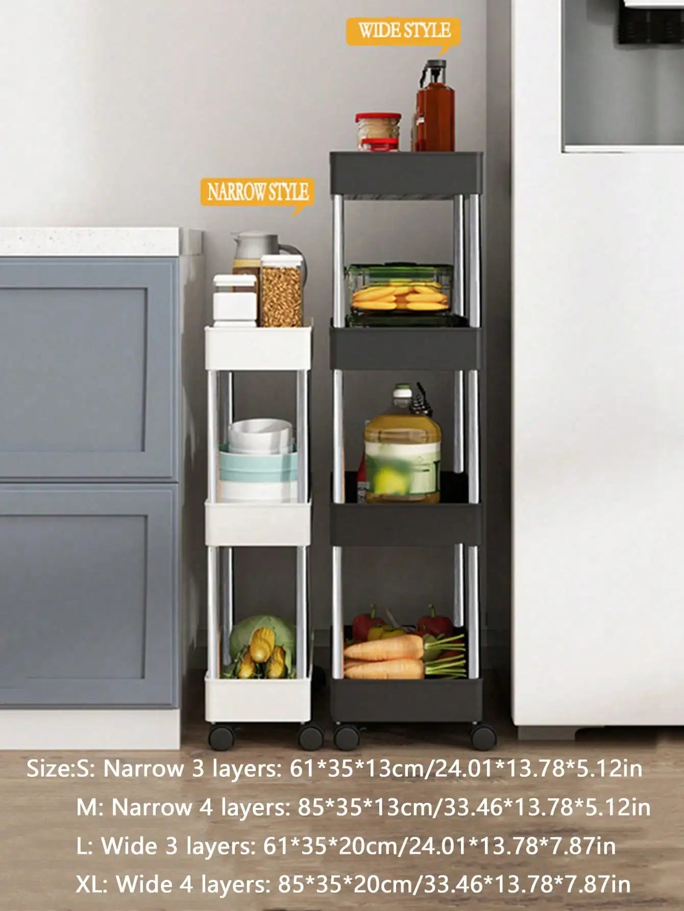 Movable slim storage rack for versatile home organization