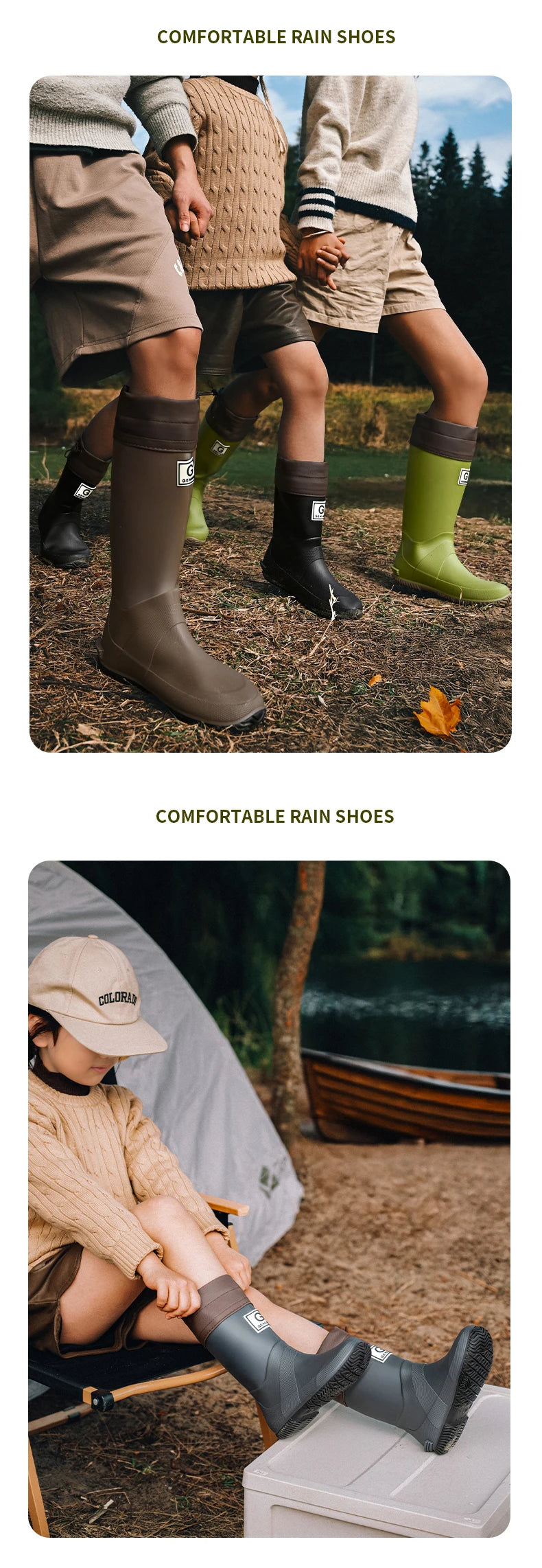 Non-slip fleece-lined rain boots for men & women