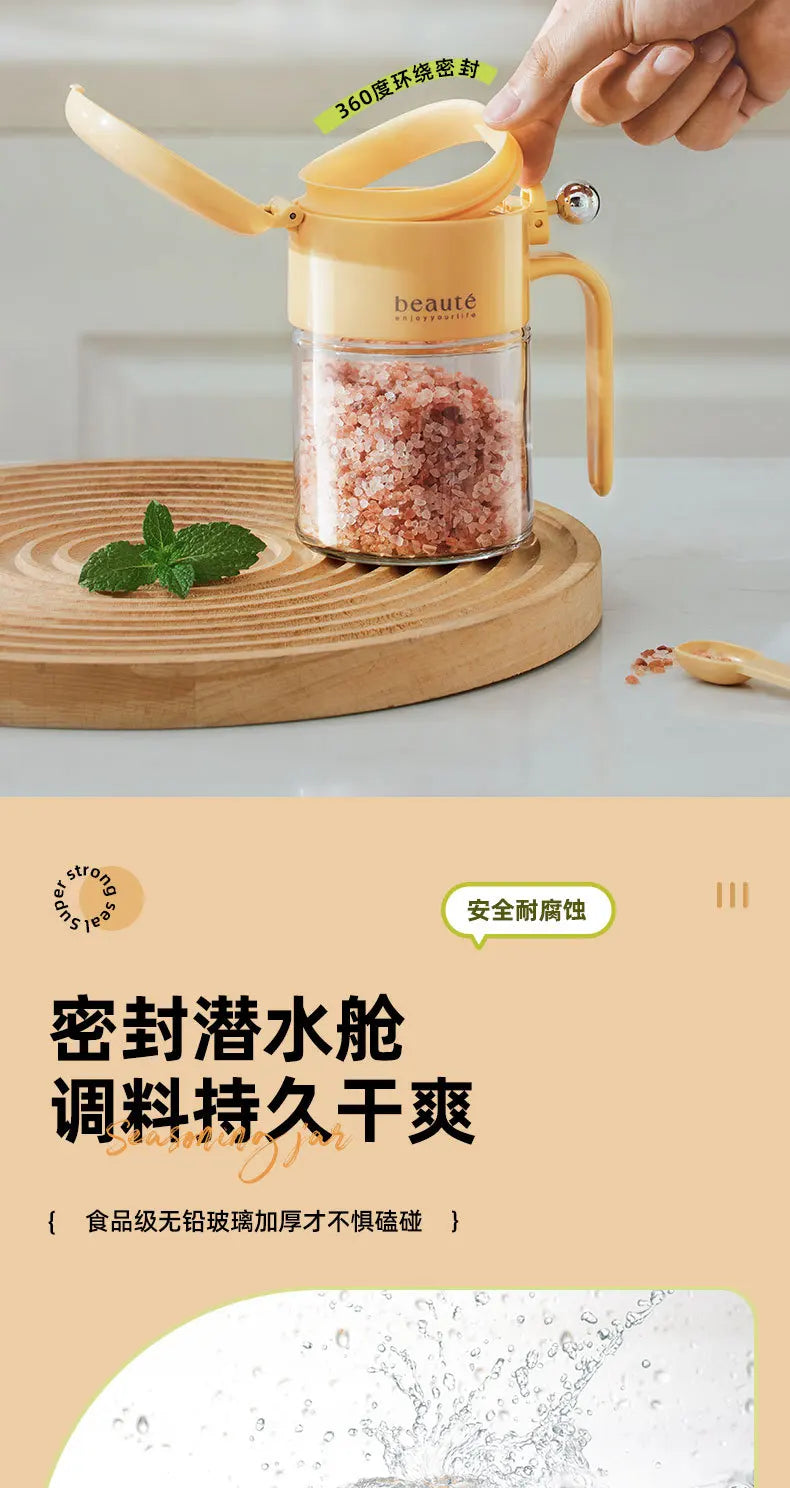 Durable glass seasoning containers with airtight lids for freshness