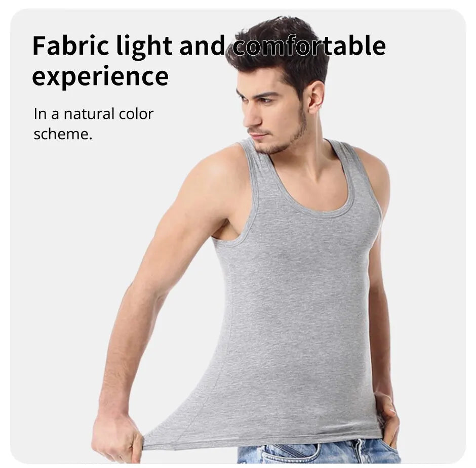 Men’s cotton sports skinny vest, 1/3/5 pack