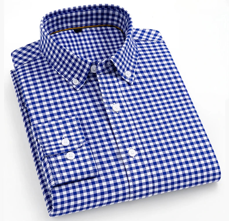 Premium 100% cotton Korean plaid shirt—slim fit, stylish, and comfortable