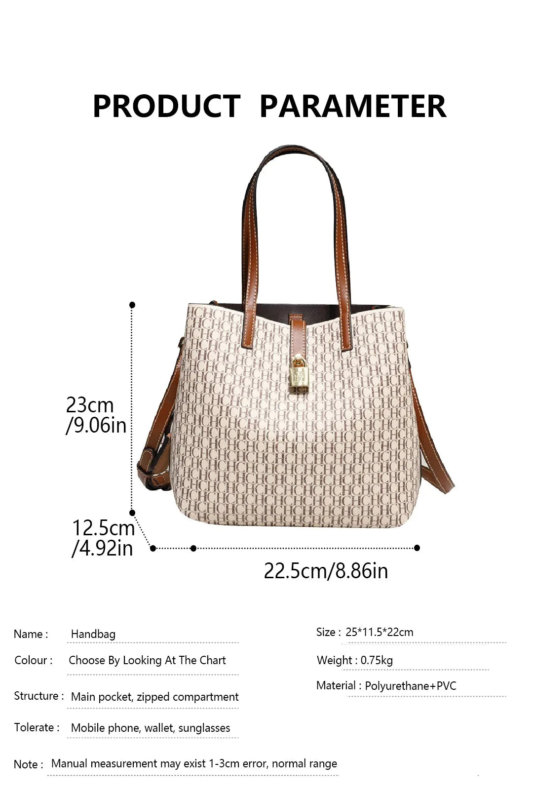 CH Leather Crossbody Bag – Large Capacity Daily Tote