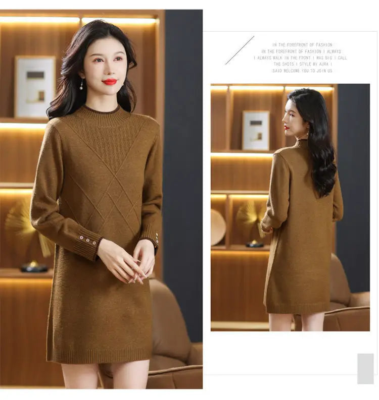 Women’s long-sleeve turtleneck knit sweater