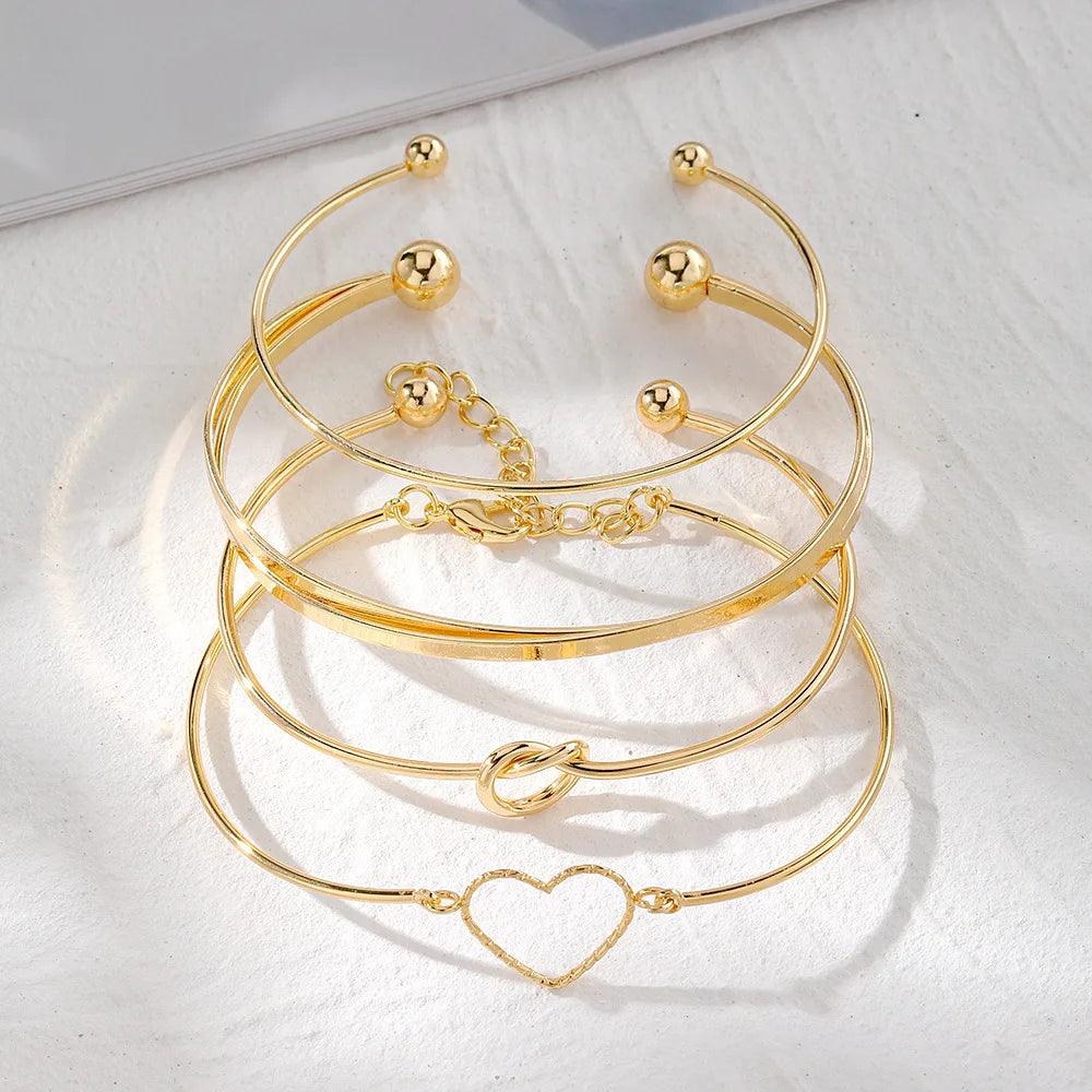 4PCS Stainless Steel Bracelets – Woven Twist Bangles