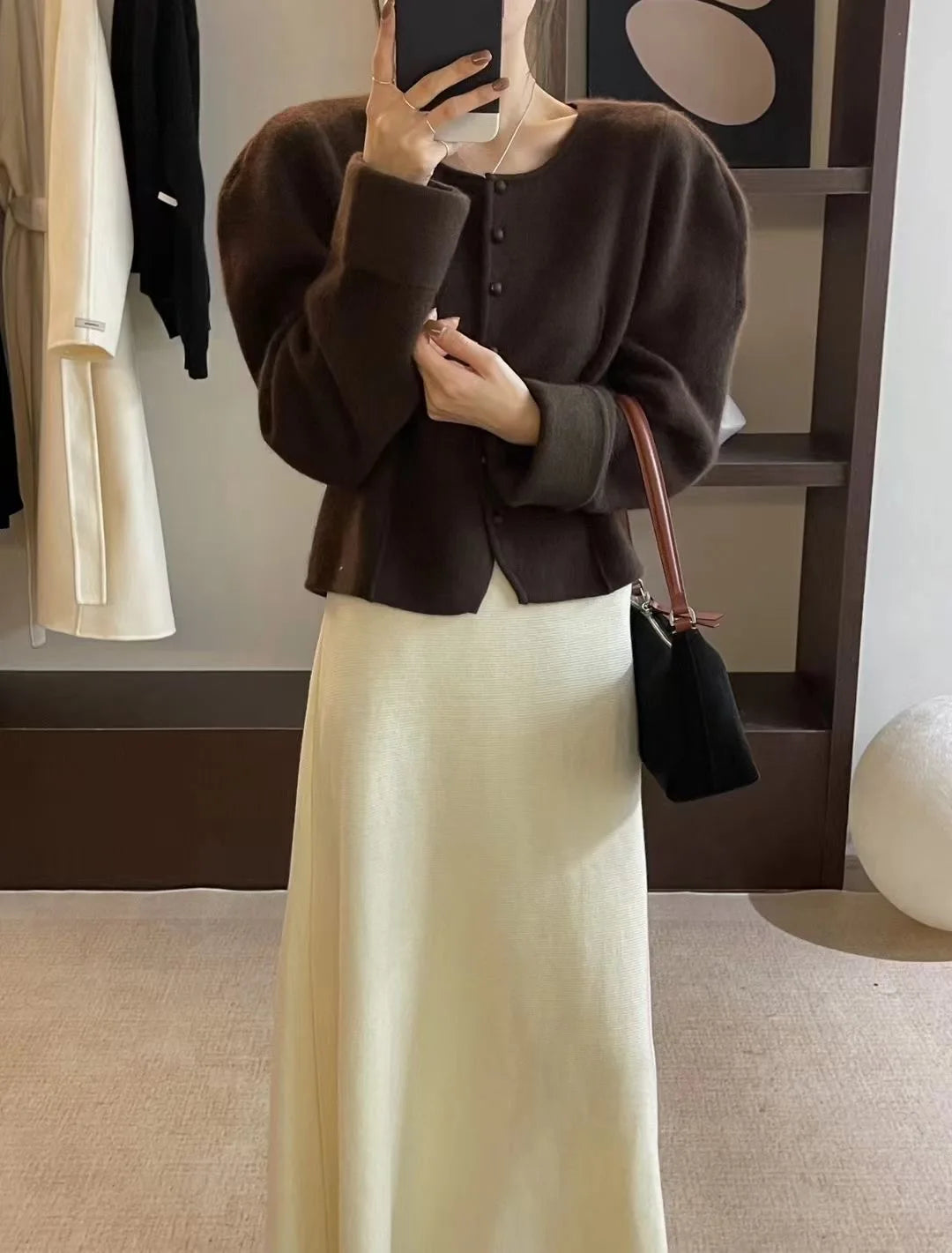 Women’s Korean-style pure wool swing skirt