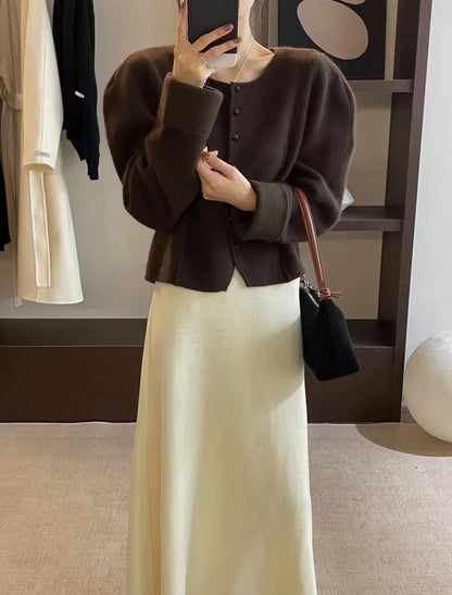 Women’s Korean-style pure wool swing skirt