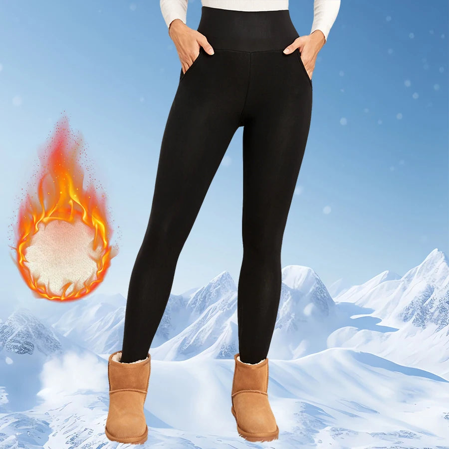 Women’s high-waist fleece leggings, winter warm
