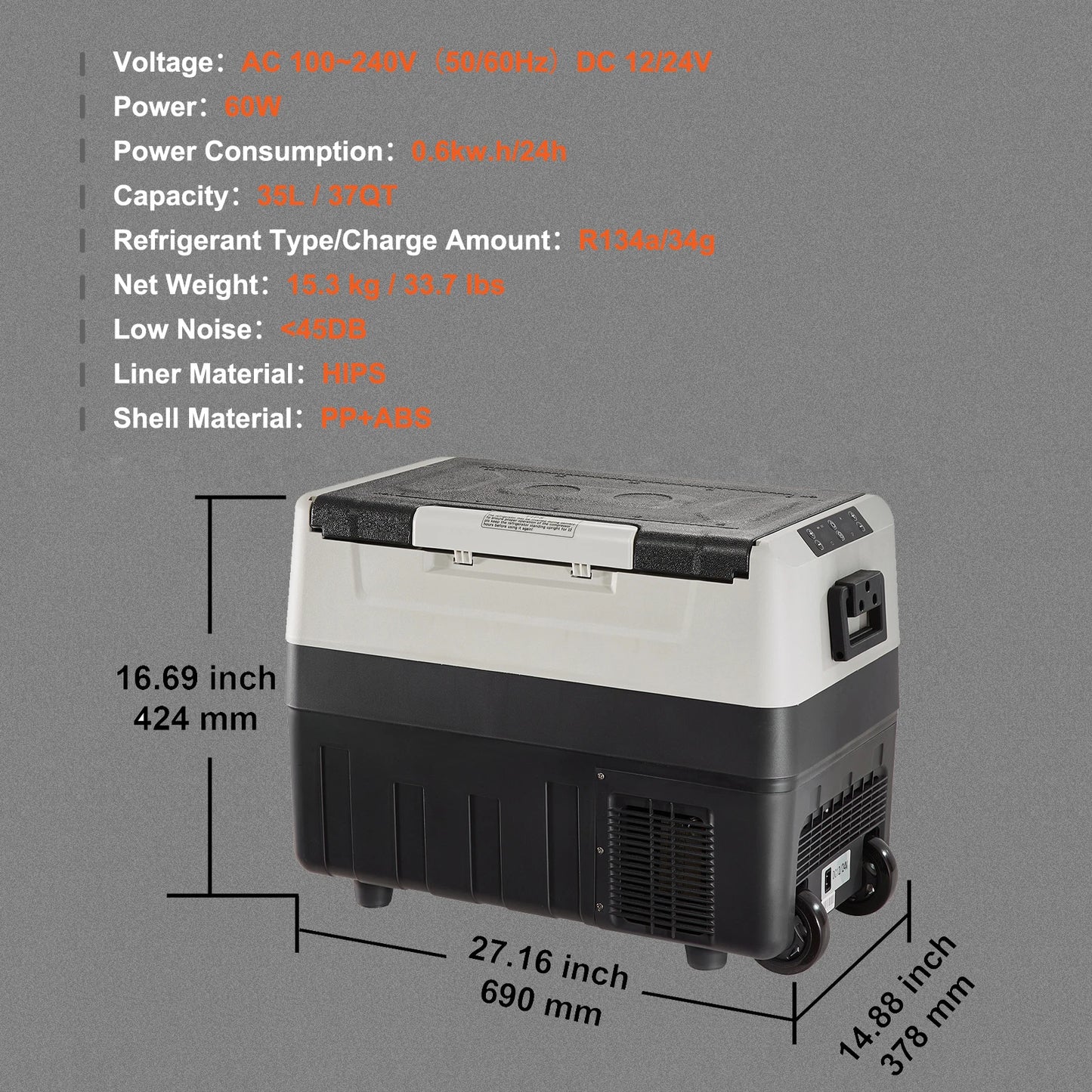 Mobile car refrigerator with wheels—compact, powerful, and easy to carry