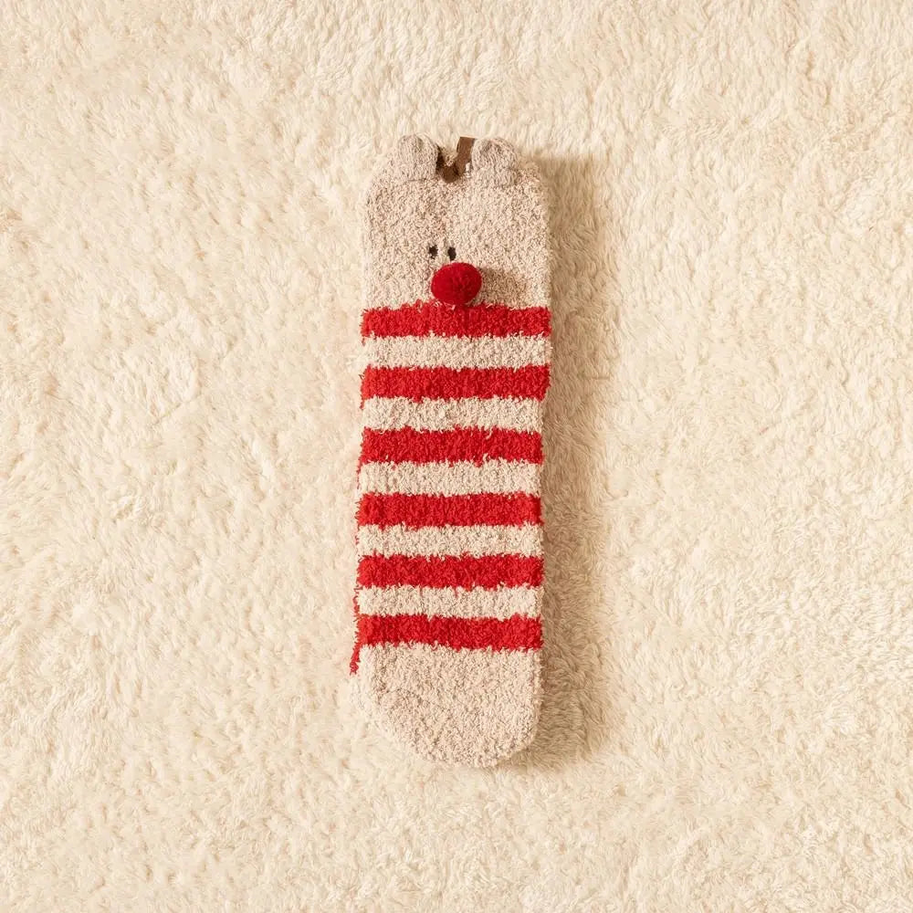 Cute Santa & Elk Socks – Thick Cozy Floor & Sleep Socks