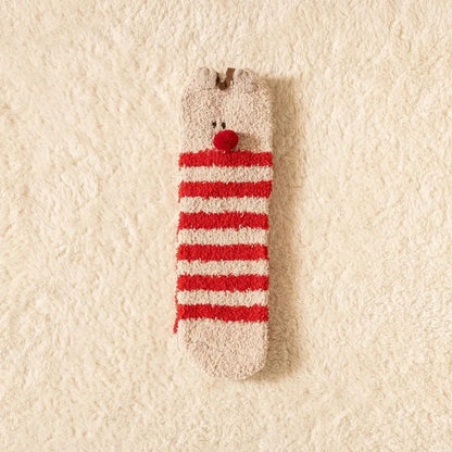Cute Santa & Elk Socks – Thick Cozy Floor & Sleep Socks