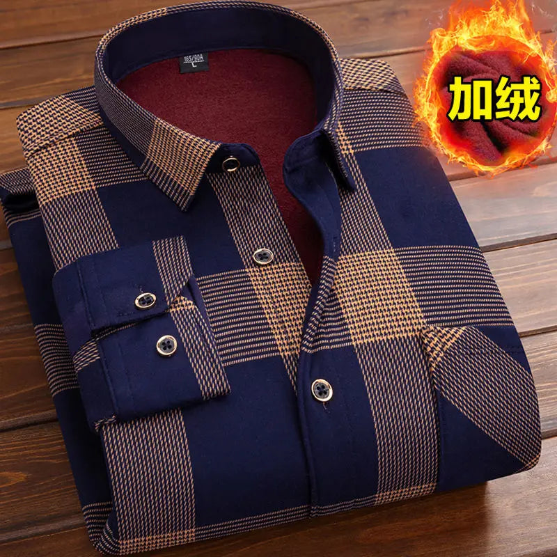 Men’s winter plaid shirt—soft, thick, and ideal for cold weather