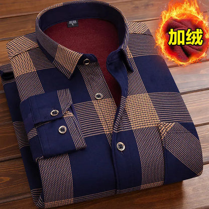 Men’s winter plaid shirt—soft, thick, and ideal for cold weather