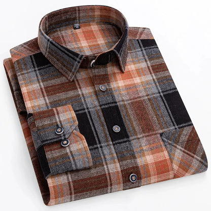 Ultra-soft 100% cotton flannel shirt, up to 11XL, cozy and stylish
