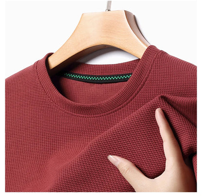 Men’s summer waffle round-neck T-shirt