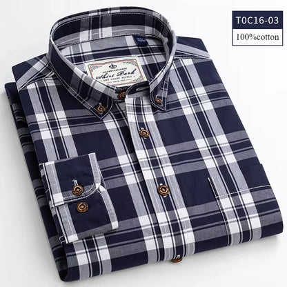 Premium cotton plaid shirt for men—clean, trendy, and comfortable